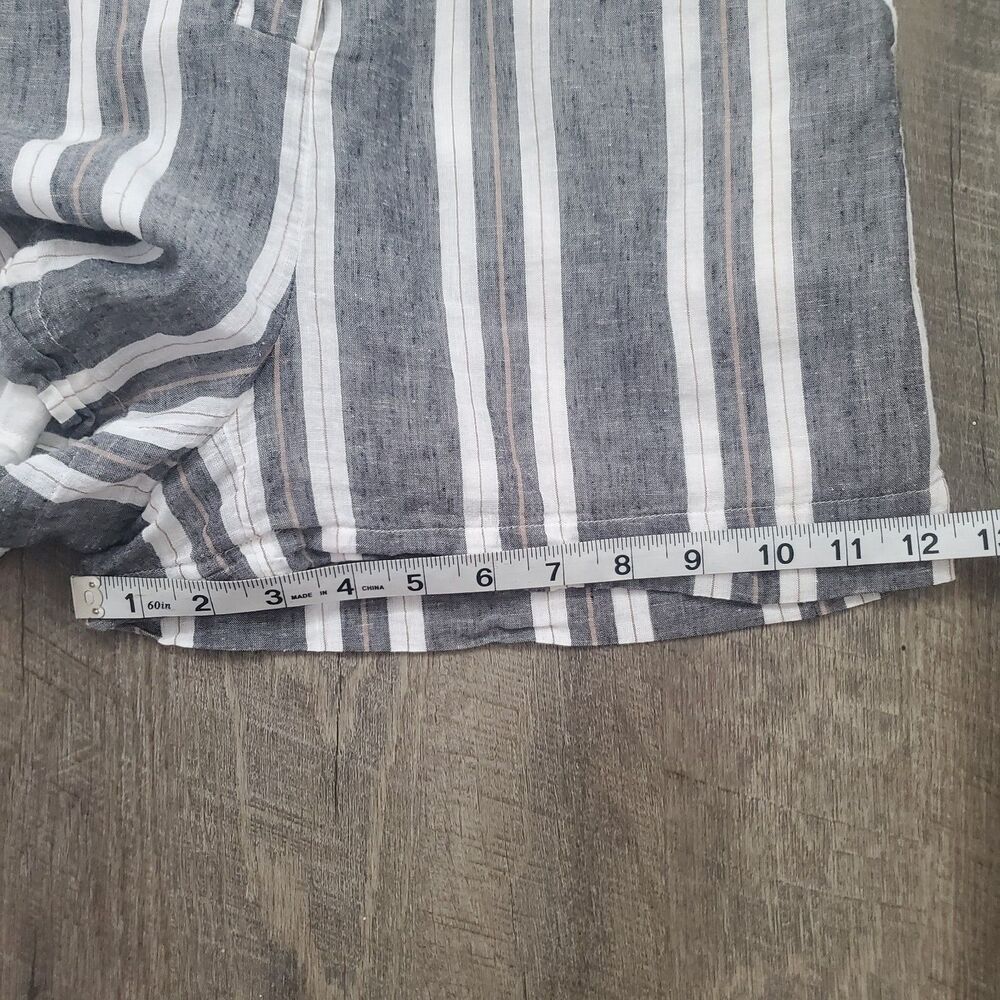 Banana Republic Women's Romper Size 4 Petite Striped Cotton Linen Tie Pockets - Picture 10 of 11